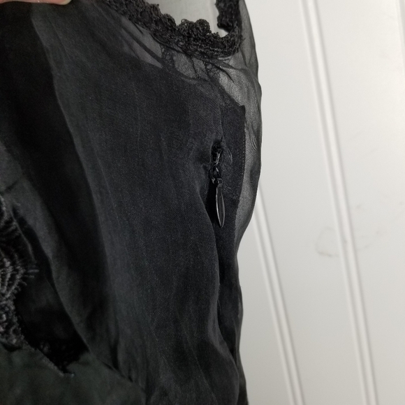 Eci NY Black Silk Lace Sheer Babydoll Size 6 Y2K Whimsigoth Romantic Coquette - Picture 8 of 13